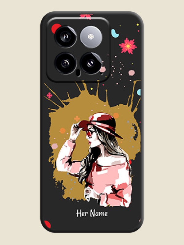 Custom Mordern Lady With Color Splash Background With Custom Text On Space Black Personalized Soft Matte Phone Covers - Xiaomi 14 5G - alternate view