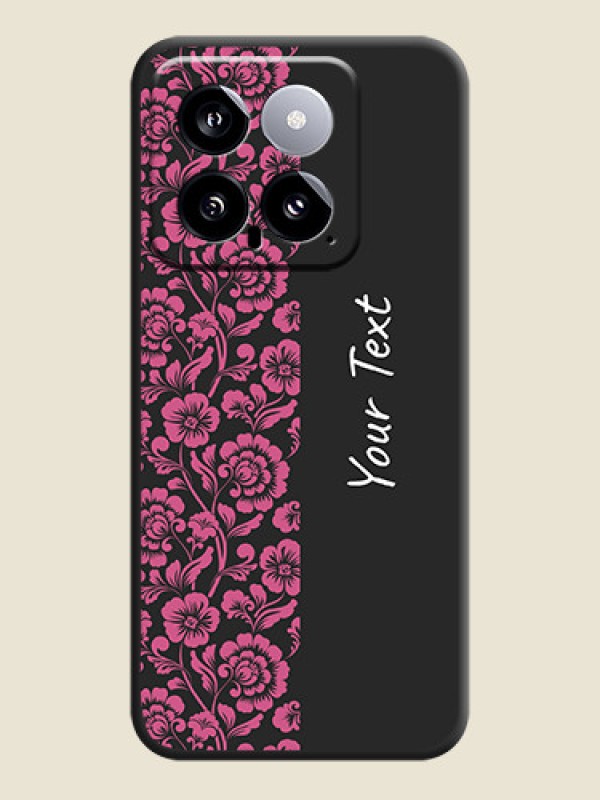 Custom Pink Floral Pattern Design With Custom Text On Space Black Personalized Soft Matte Phone Covers - Xiaomi 14 5G - alternate view