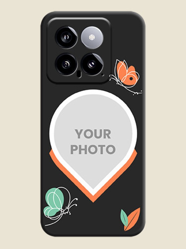 Custom Upload Pic With Simple Butterly Design On Space Black Personalized Soft Matte Phone Covers - Xiaomi 14 5G - alternate view
