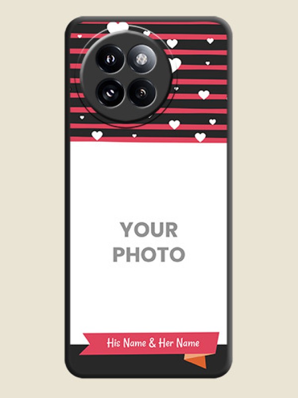 Custom White Color Love Symbols with Pink Lines Pattern On Space Black Custom Soft Matte Mobile Back Cover - Xiaomi 14 Civi - alternate view