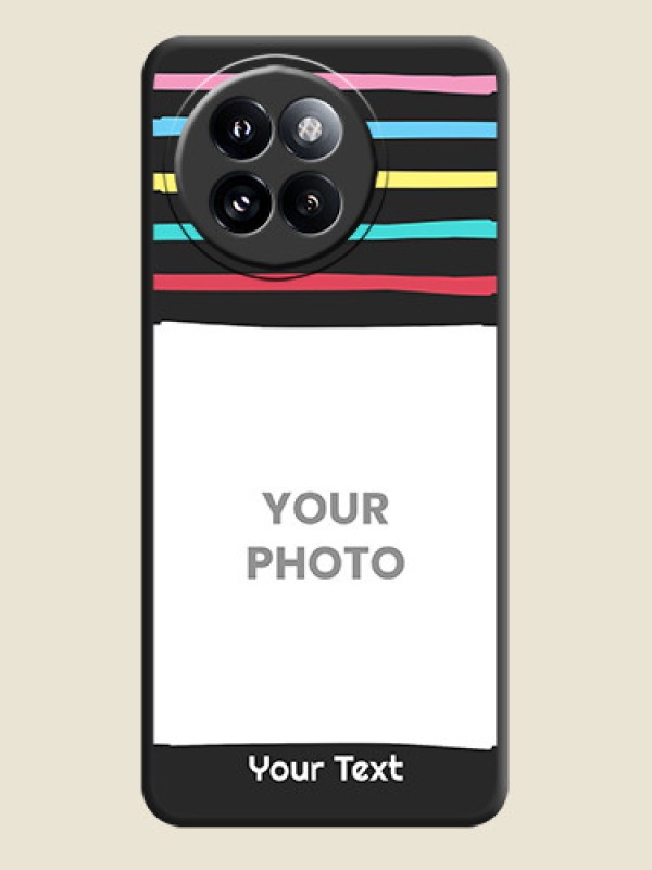 Custom Multicolor Lines with Image On Space Black Custom Soft Matte Mobile Back Cover - Xiaomi 14 Civi - alternate view
