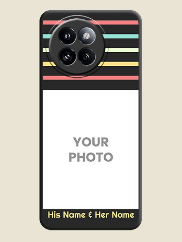 Custom Color Stripes with Photo and Text on Photo On Space Black Custom Soft Matte Mobile Back Cover - Xiaomi 14 Civi - alternate view