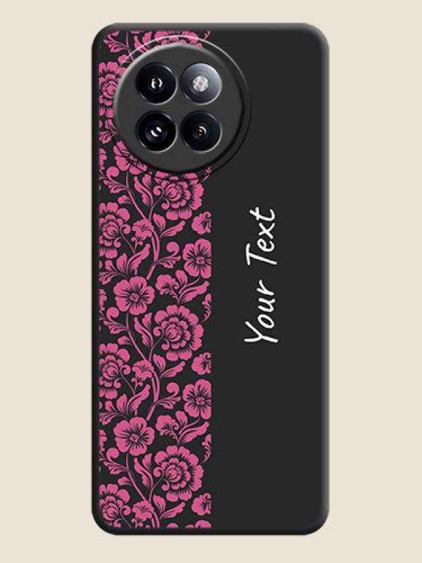 Custom Pink Floral Pattern Design With Custom Text On Space Black Custom Soft Matte Mobile Back Cover - Xiaomi 14 Civi - alternate view