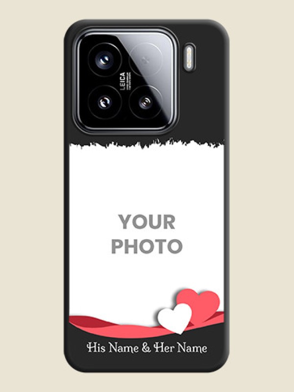 Custom Pin Color Love Shaped Ribbon Design with Text On Space Black Custom Soft Matte Mobile Back Cover - Xiaomi 15 5G - alternate view