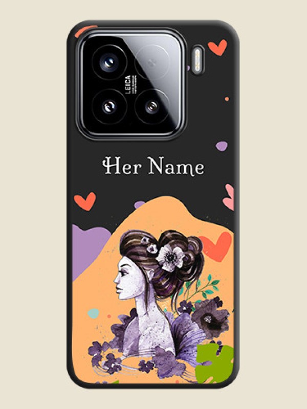 Custom Namecase For Her With Fancy Lady Image On Space Black Custom Soft Matte Mobile Back Cover - Xiaomi 15 5G - alternate view