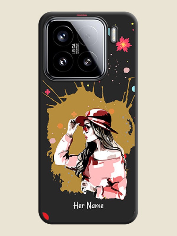 Custom Mordern Lady With Color Splash Background With Custom Text On Space Black Custom Soft Matte Mobile Back Cover - Xiaomi 15 5G - alternate view