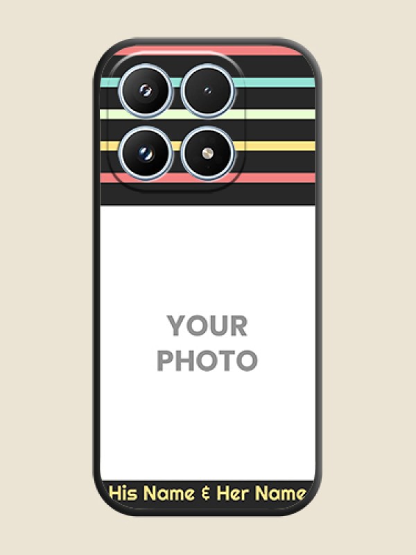 Custom Color Stripes with Photo and Text on Photo On Space Black Custom Soft Matte Mobile Back Cover - Xiaomi 17 5G - alternate view