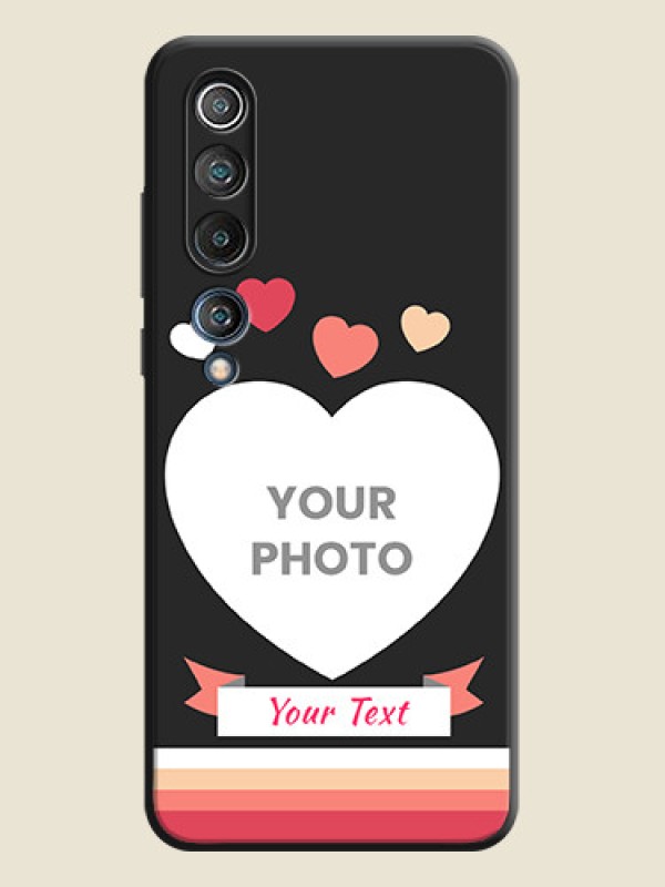 Custom Love Shaped Photo with Colorful Stripes on Personalised Space Black Soft Matte Cases - Mi 10 5G - alternate view
