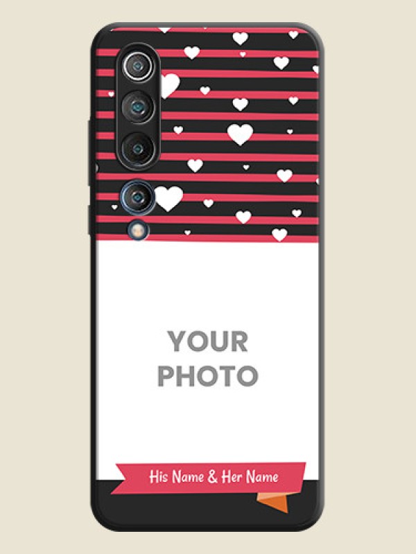 Custom White Color Love Symbols with Pink Lines Pattern on Space Black Custom Soft Matte Phone Cases - Mi 10 5G - alternate view
