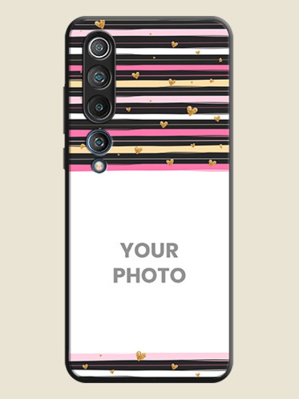 Custom Multicolor Lines and Golden Love Symbols Design - Photo on Space Black Soft Matte Mobile Cover - Mi 10 5G - alternate view