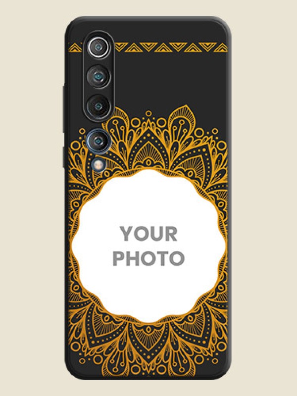 Custom Round Image with Floral Design - Photo on Space Black Soft Matte Mobile Cover - Mi 10 5G - alternate view