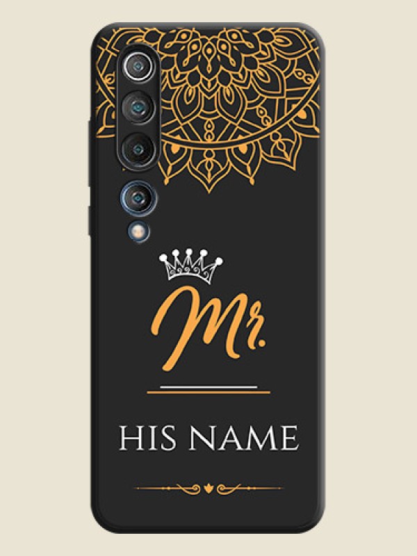 Custom Mr Name with Floral Design  on Personalised Space Black Soft Matte Cases - Mi 10 5G - alternate view