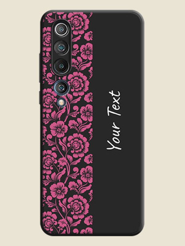 Custom Pink Floral Pattern Design With Custom Text On Space Black Personalized Soft Matte Phone Covers -Xiaomi Mi 10 5G - alternate view