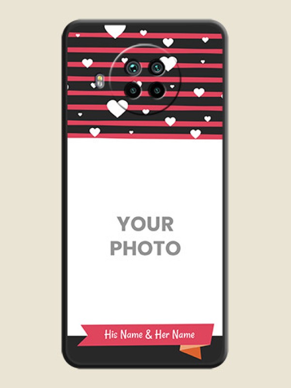 Custom White Color Love Symbols with Pink Lines Pattern on Space Black Custom Soft Matte Phone Cases - Mi 10i 5G - alternate view