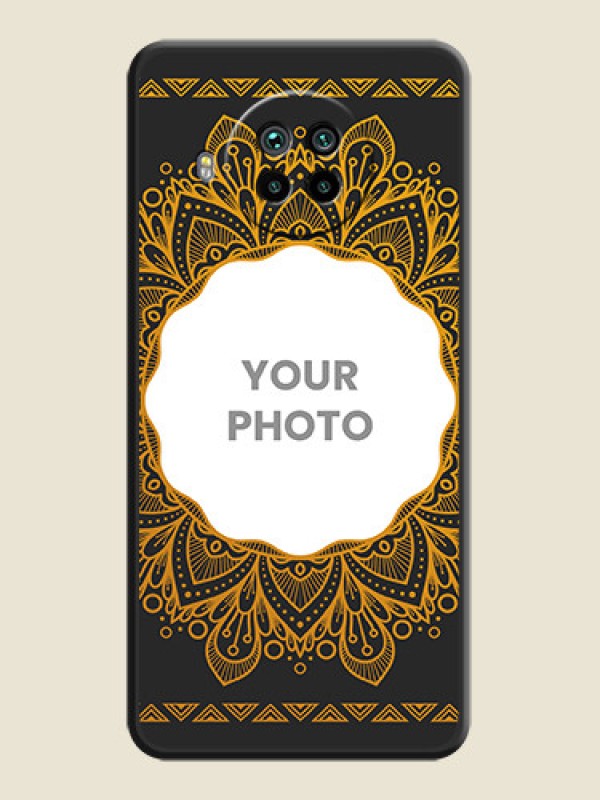 Custom Round Image with Floral Design on Photo on Space Black Soft Matte Mobile Cover - Mi 10i 5G - alternate view
