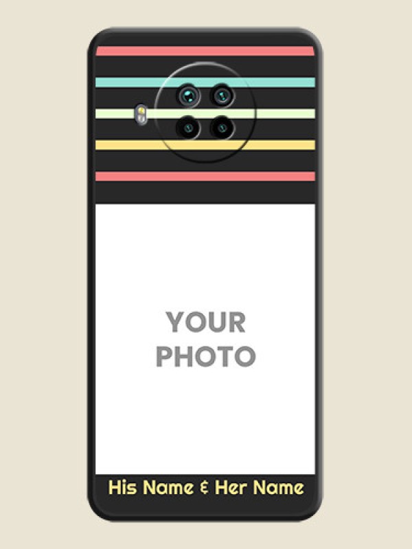 Custom Color Stripes with Photo and Text on Photo on Space Black Soft Matte Mobile Case - Mi 10i 5G - alternate view