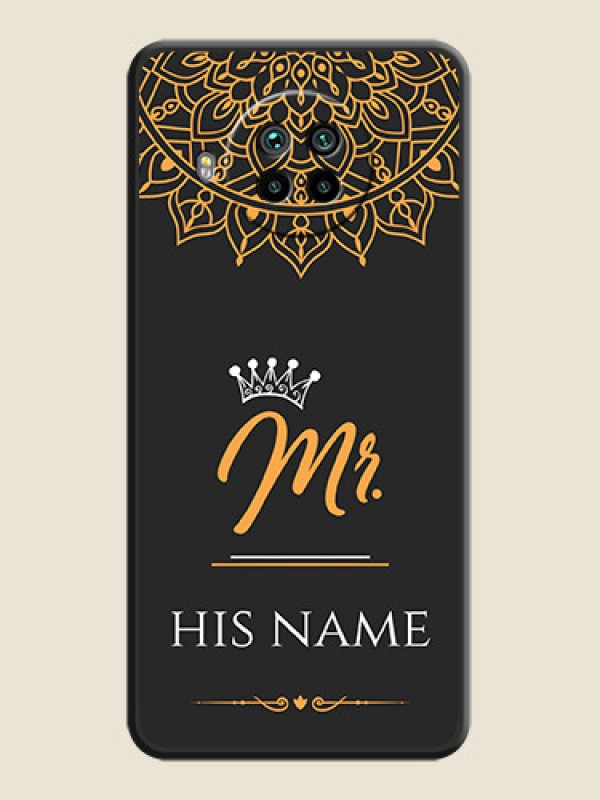 Custom Mr Name with Floral Design  on Personalised Space Black Soft Matte Cases - Mi 10i 5G - alternate view