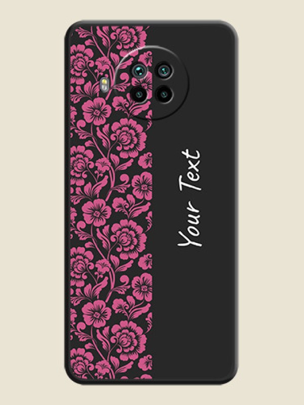 Custom Pink Floral Pattern Design With Custom Text On Space Black Personalized Soft Matte Phone Covers -Xiaomi Mi 10I 5G - alternate view