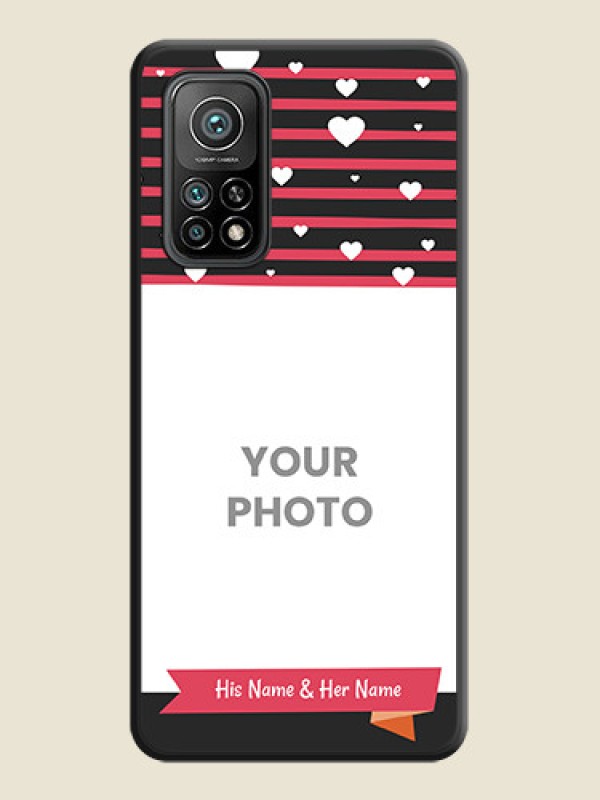 Custom White Color Love Symbols with Pink Lines Pattern on Space Black Custom Soft Matte Phone Cases - Mi 10T Pro - alternate view