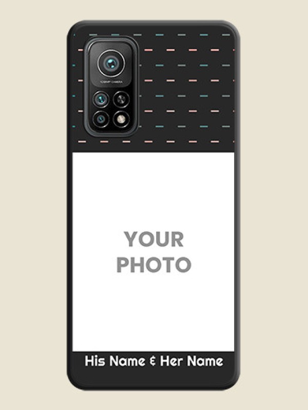 Custom Line Pattern Design with Text on Space Black Custom Soft Matte Phone Back Cover - Mi 10T Pro - alternate view