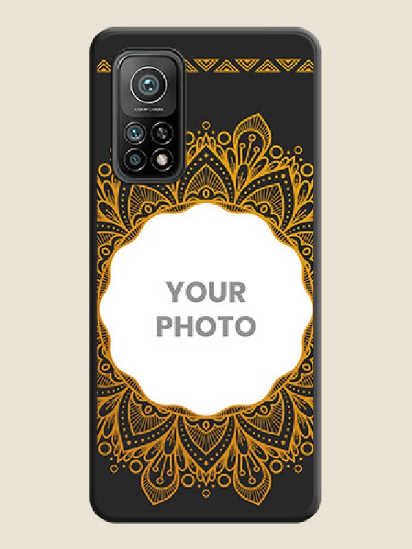 Custom Round Image with Floral Design on Photo on Space Black Soft Matte Mobile Cover - Mi 10T Pro - alternate view