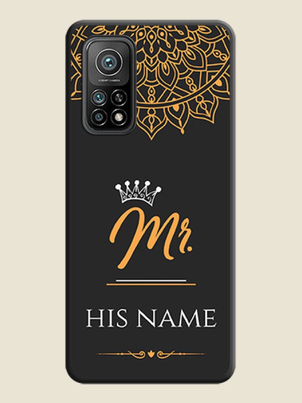 Custom Mr Name with Floral Design  on Personalised Space Black Soft Matte Cases - Mi 10T Pro - alternate view