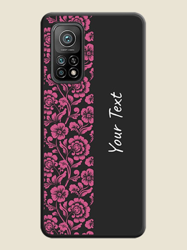 Custom Pink Floral Pattern Design With Custom Text On Space Black Personalized Soft Matte Phone Covers -Xiaomi Mi 10T Pro - alternate view