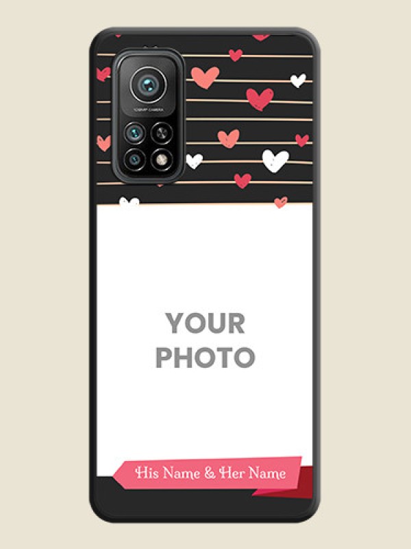 Custom Love Pattern with Name on Pink Ribbon  on Photo on Space Black Soft Matte Back Cover - Mi 10T - alternate view