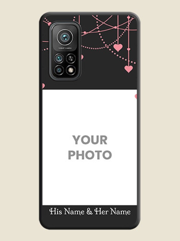 Custom Pink Love Hangings with Text on Space Black Custom Soft Matte Back Cover - Mi 10T - alternate view