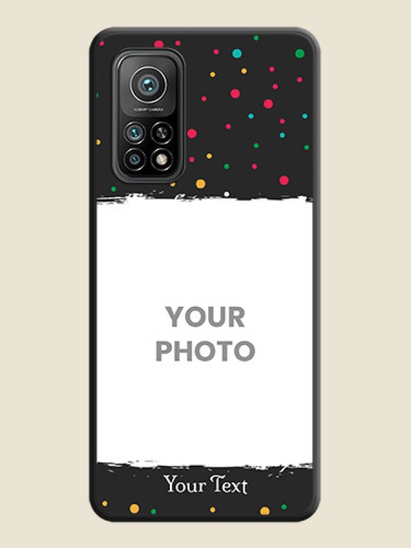Custom Multicolor Dotted Pattern with Text on Space Black Custom Soft Matte Phone Back Cover - Mi 10T - alternate view