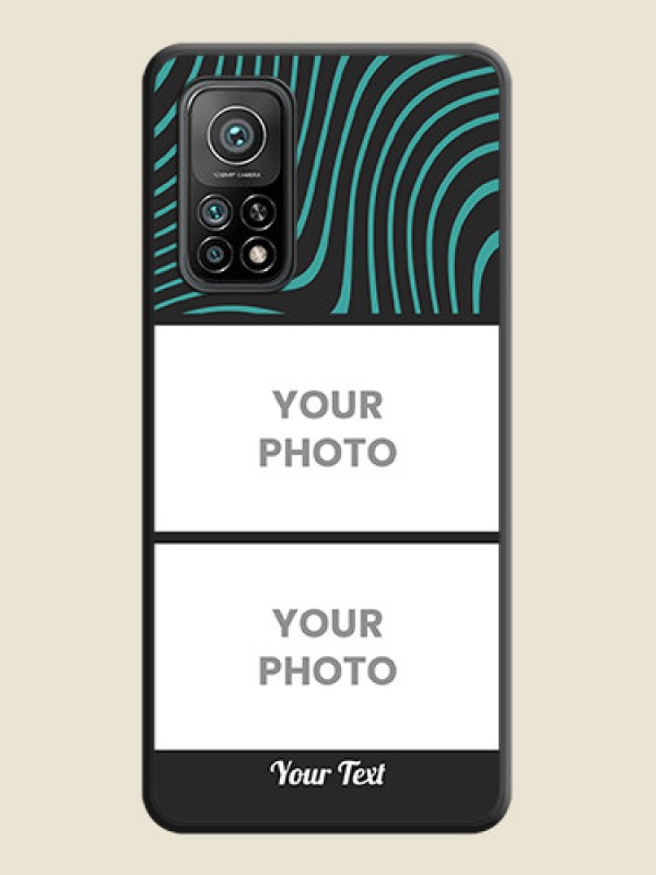 Custom Wave Pattern with 2 Image Holder on Space Black Personalized Soft Matte Phone Covers - Mi 10T - alternate view