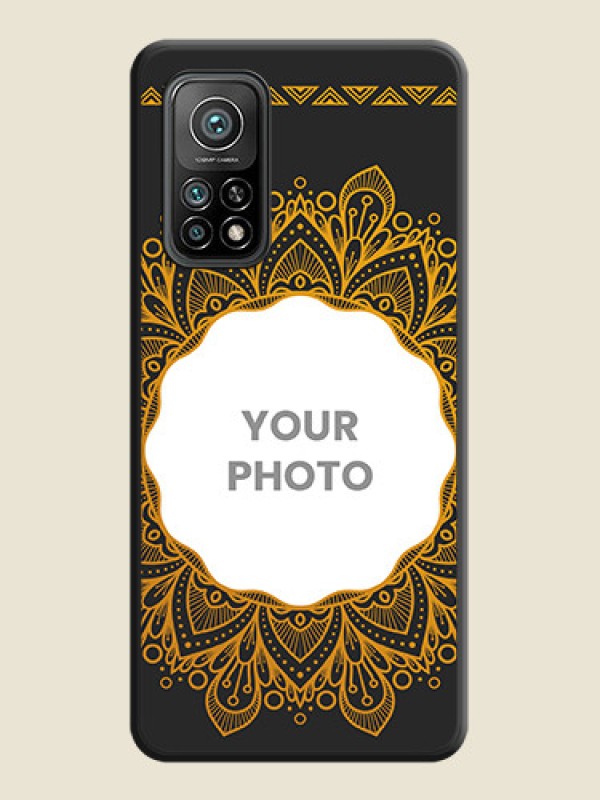 Custom Round Image with Floral Design on Photo on Space Black Soft Matte Mobile Cover - Mi 10T - alternate view