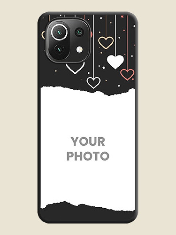Custom Love Hangings with Splash Wave Picture on Space Black Custom Soft Matte Phone Back Cover - Mi 11 Lite NE 5G - alternate view