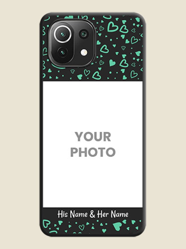 Custom Sea Green Indefinite Love Pattern on Photo on Space Black Soft Matte Mobile Cover - Mi 11 Lite NE 5G - alternate view