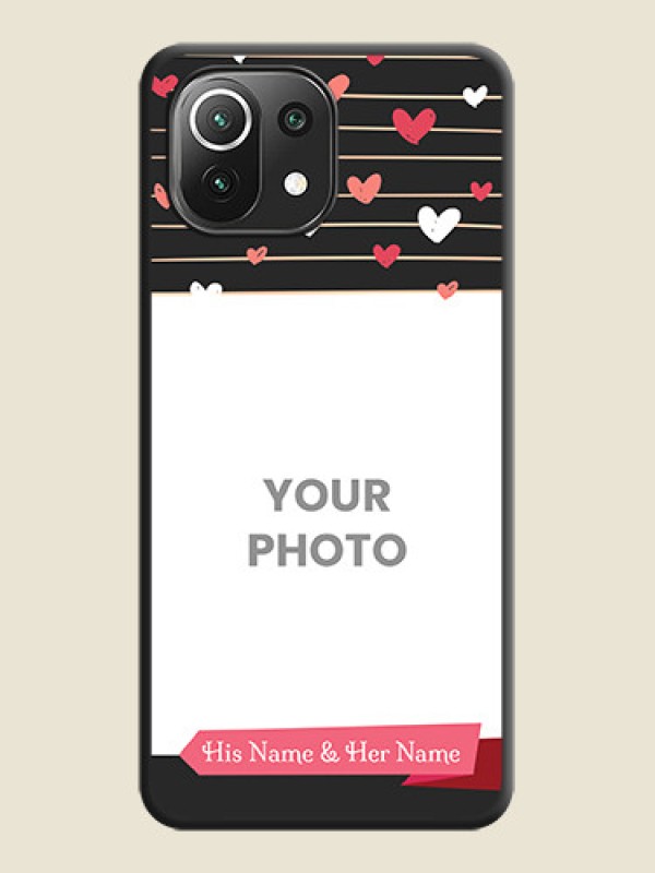 Custom Love Pattern with Name on Pink Ribbon  on Photo on Space Black Soft Matte Back Cover - Mi 11 Lite NE 5G - alternate view