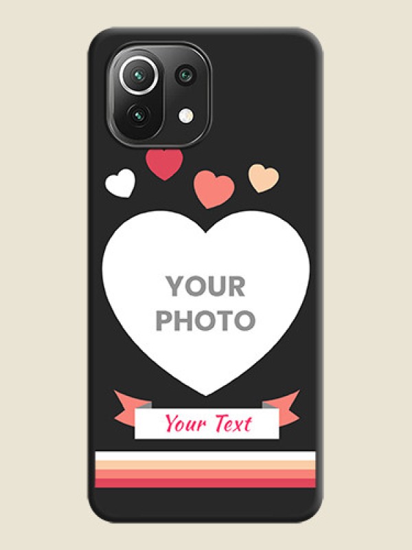 Custom Love Shaped Photo with Colorful Stripes on Personalised Space Black Soft Matte Cases - Mi 11 Lite NE 5G - alternate view