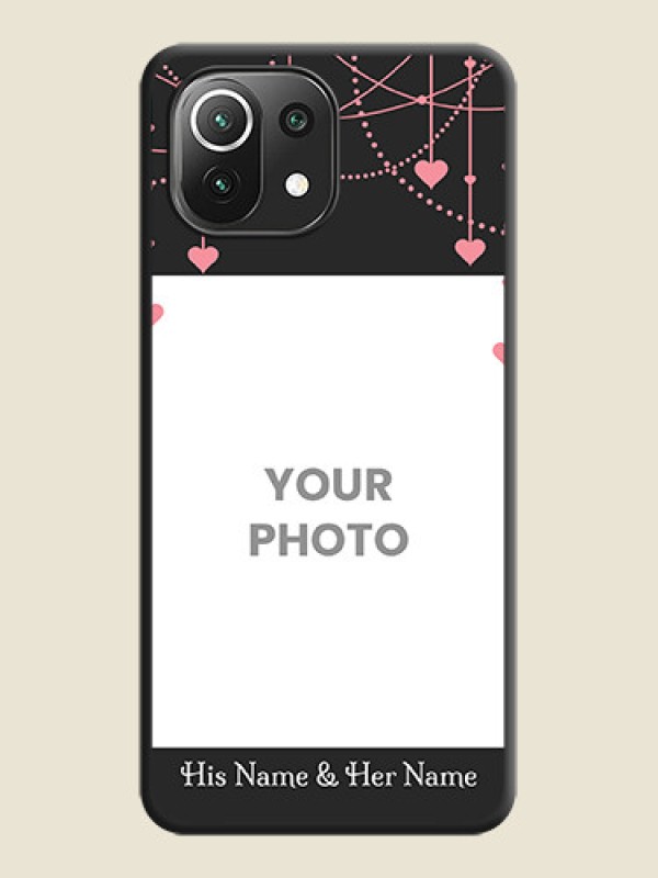 Custom Pink Love Hangings with Text on Space Black Custom Soft Matte Back Cover - Mi 11 Lite NE 5G - alternate view