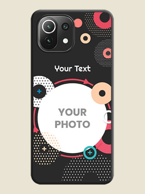 Custom Multicoloured Round Image on Personalised Space Black Soft Matte Cases - Mi 11 Lite NE 5G - alternate view