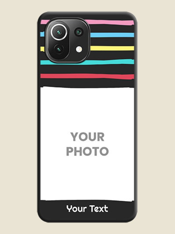 Custom Multicolor Lines with Image on Space Black Personalized Soft Matte Phone Covers - Mi 11 Lite NE 5G - alternate view