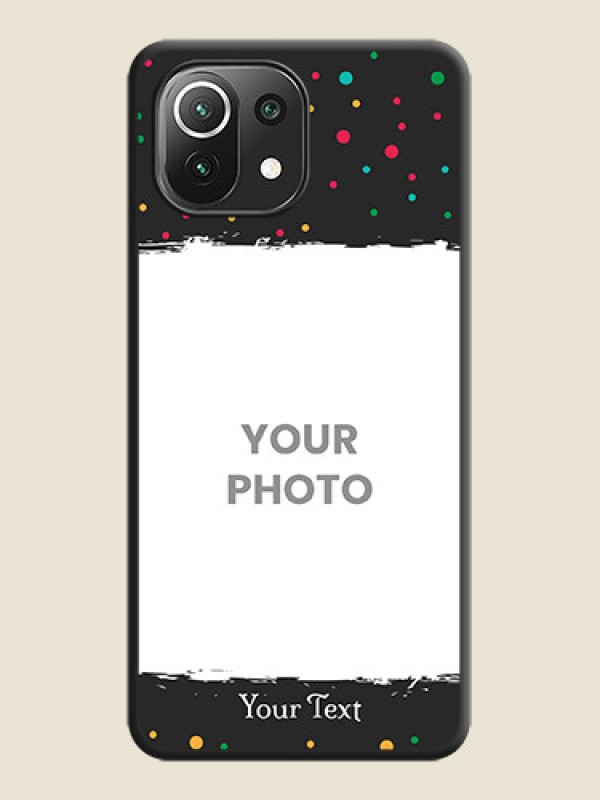Custom Multicolor Dotted Pattern with Text on Space Black Custom Soft Matte Phone Back Cover - Mi 11 Lite NE 5G - alternate view