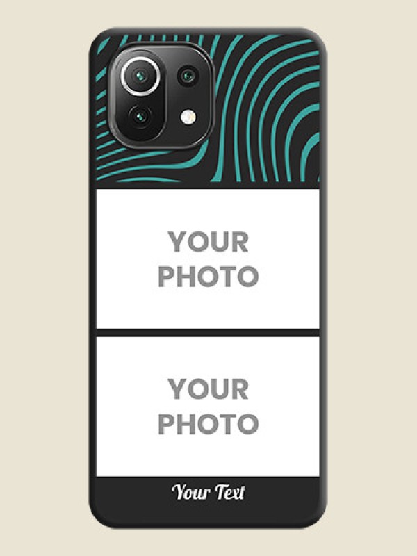 Custom Wave Pattern with 2 Image Holder on Space Black Personalized Soft Matte Phone Covers - Mi 11 Lite NE 5G - alternate view