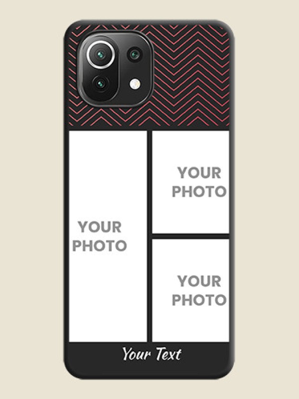 Custom Wave Pattern with 3 Image Holder on Space Black Custom Soft Matte Back Cover - Mi 11 Lite NE 5G - alternate view