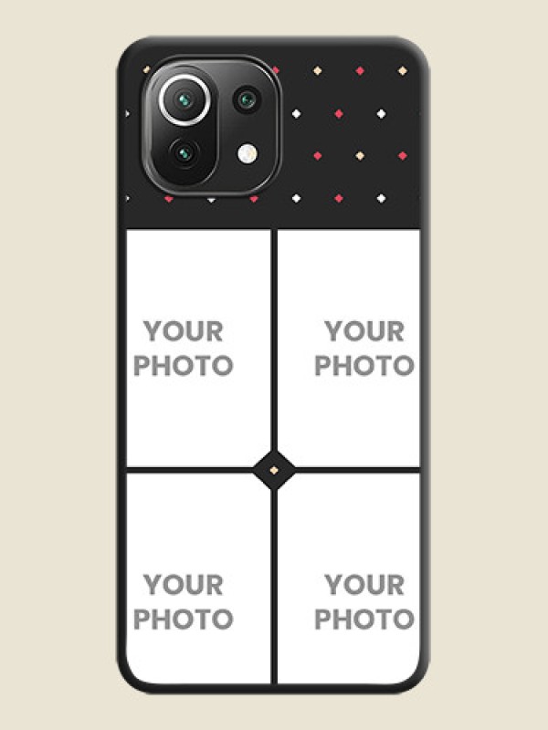 Custom Multicolor Dotted Pattern with 4 Image Holder on Space Black Custom Soft Matte Phone Cases - Mi 11 Lite NE 5G - alternate view