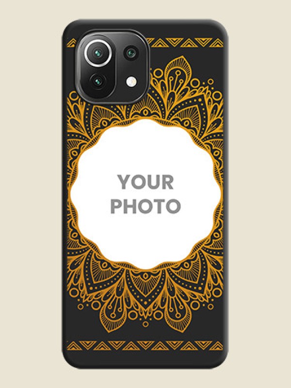 Custom Round Image with Floral Design on Photo on Space Black Soft Matte Mobile Cover - Mi 11 Lite NE 5G - alternate view