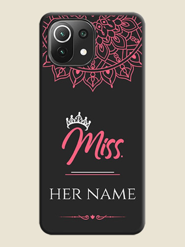 Custom Mrs Name with Floral Design on Space Black Personalized Soft Matte Phone Covers - Mi 11 Lite NE 5G - alternate view