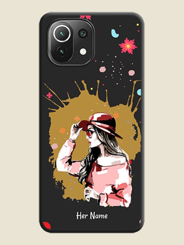 Custom Mordern Lady With Color Splash Background With Custom Text On Space Black Personalized Soft Matte Phone Covers -Xiaomi Mi 11 Lite Ne 5G - alternate view