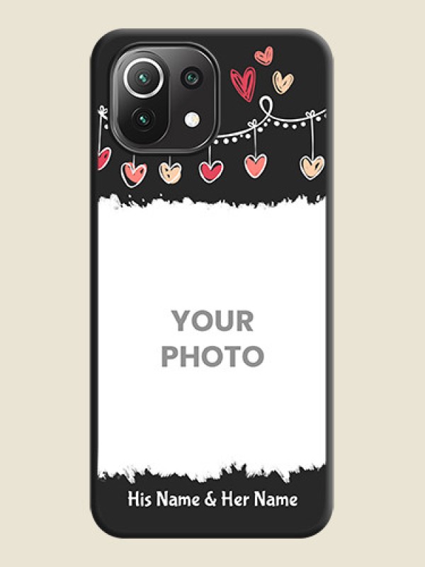 Custom Pink Love Hangings with Name on Space Black Custom Soft Matte Phone Cases - Mi 11 Lite - alternate view