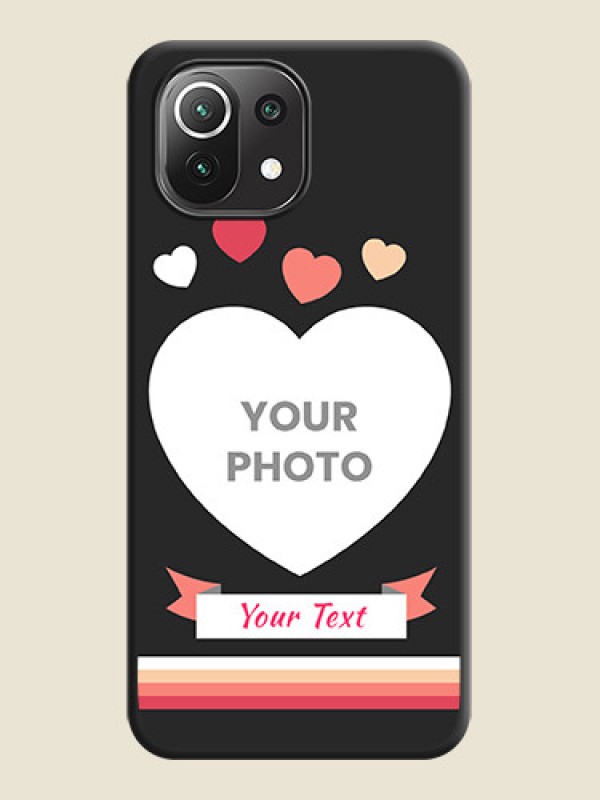 Custom Love Shaped Photo with Colorful Stripes on Personalised Space Black Soft Matte Cases - Mi 11 Lite - alternate view
