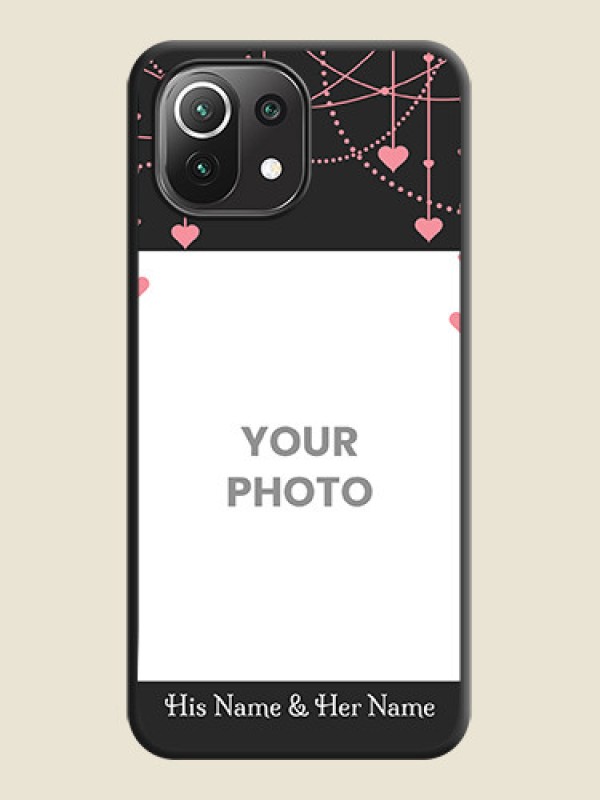 Custom Pink Love Hangings with Text on Space Black Custom Soft Matte Back Cover - Mi 11 Lite - alternate view