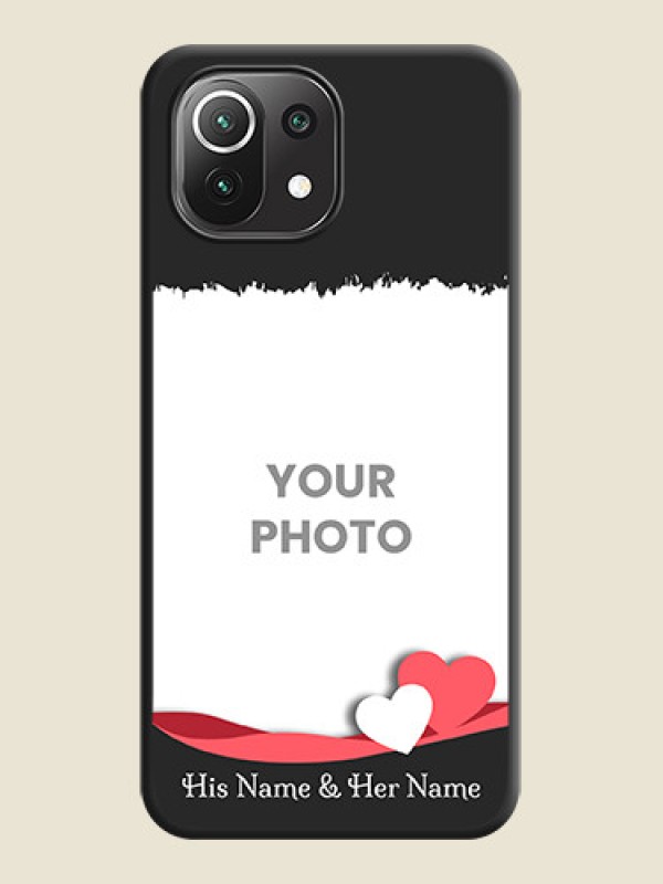 Custom Pin Color Love Shaped Ribbon Design with Text on Space Black Custom Soft Matte Phone Back Cover - Mi 11 Lite - alternate view